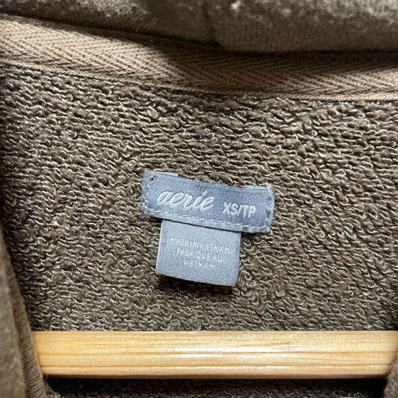 Aerie American Eagle Size XS Olive Green Oversized Cowl Neck Pullover Sweatshirt - Picture 4 of 11